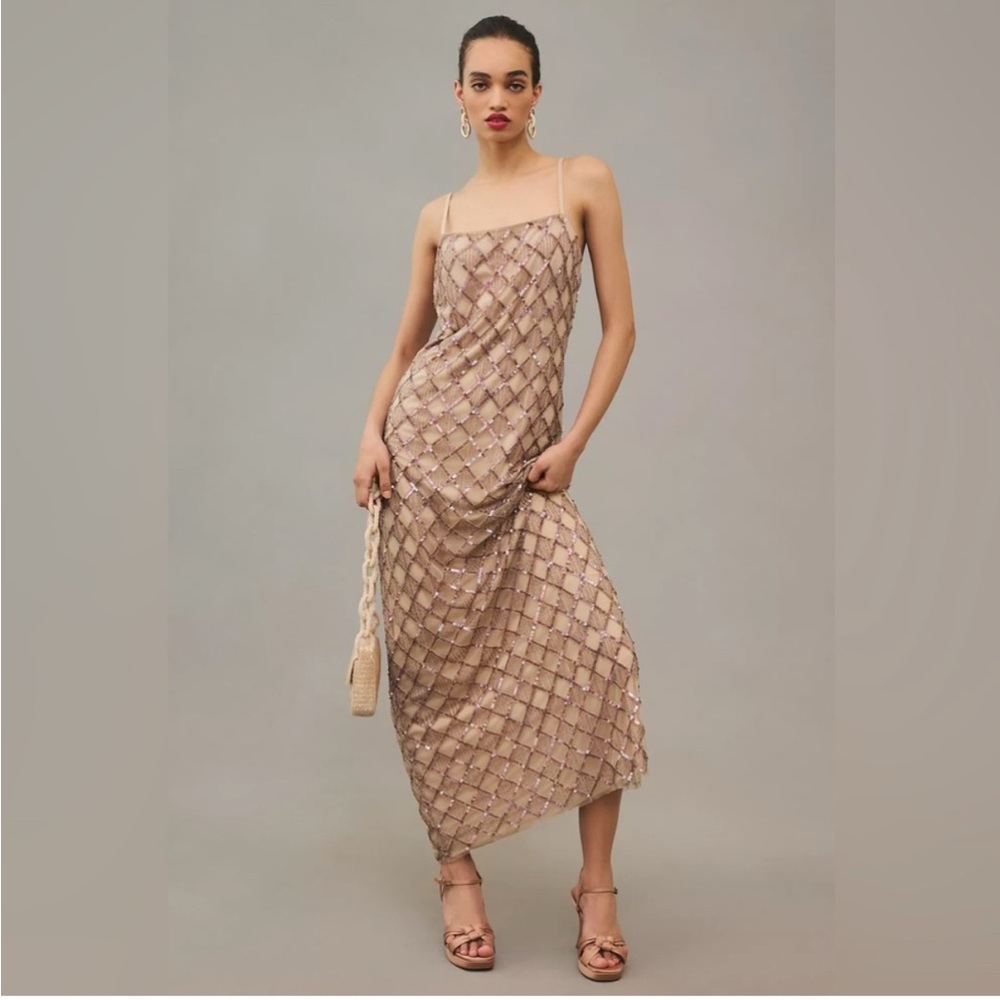 Anthropologie Let Me Be Checked Shine Dress